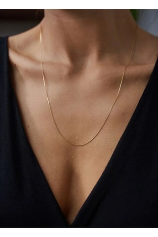 Gold Renk 60 Cm Unisex Çelik Ince Italyan Zincir Kolye Çelik