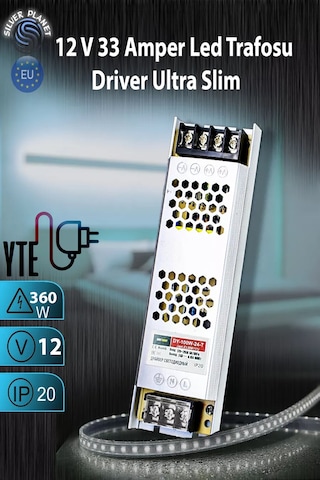 Şemalı 12v 33 Amper Ultra Slim Fansız Şerit Led Trafosu/driver