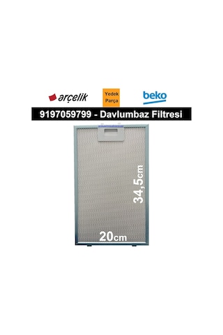 Arçelik Uyumlu P 12 Yes Davlumbaz Aspiratör Filtresi Filtre 9197059799 - 367329582
