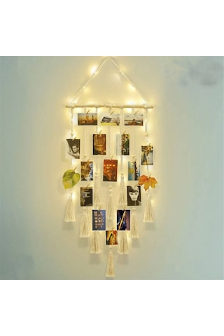 Asılı Fotoğraf Sergileme Dekoru, Lamba Klipsli Fotoğraf Çerçevesi Kolaj Panosu