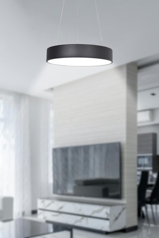 Dakota Modern Panel Ledli Salon Oturma Odası Yatak Odası Mutfak Siyah Renk Led Avize Beyaz Işık Siyah Siyah
