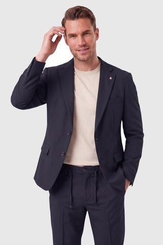 Rizzup Erkek Lacivert Slim Fit Likralı Gofre Kumaş Takım Elbise İpli Lastikli Pantolon 2602326