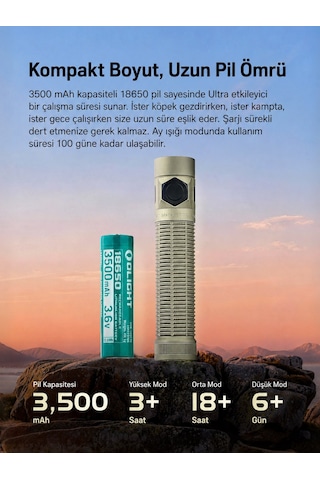 Olight Baton 4 Pro Siyah 1600 Lümen Şarjlı Led El Feneri 200 M Menzil, Usb-c, Ipx8