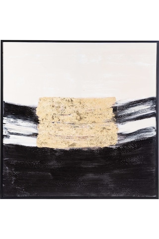 Golden Abstract Çerçeveli Yağlı Boya 100x100cm