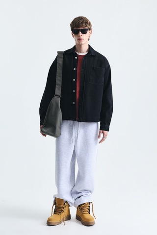 Vamos Oversize Denim Gömlek Siyah