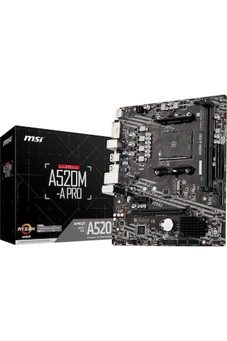 A520m-a Pro Am4 Ddr4 Bellek 4600 Oc Dvı Hdmı M.2 Usb3.2 Matx Anakart