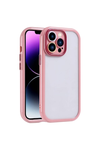 Nourthkiingdom Apple Uyumlu iPhone 14 Pro Max Kılıf Kamera Korumalı Renkli Kenar Ve Çerçeve Tasarımlı Nrtk Vitamin Kapak-mürdüm Mürdüm