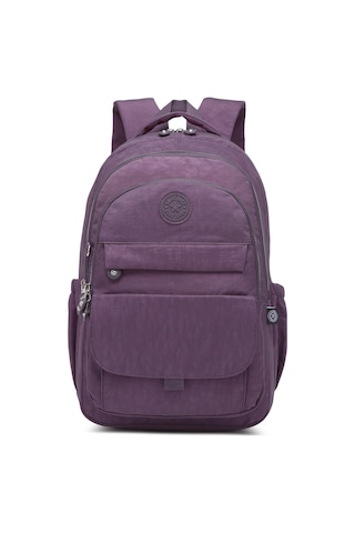 Büyük Boy Laptop Bölmeli Çok Cepli Su Geçirmez Krınkıl Kumaş Çanta Mürdüm Çok Renkli