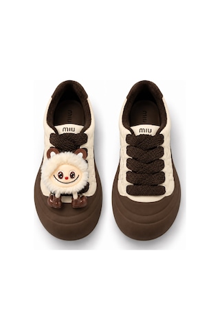 Look Life Miu Miu Çıkartılabilir Tüylü Figür Detaylı Kalın Taban Kadın Sneaker Bej