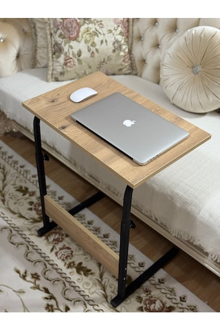 Metal Ayaklı Yükseklik Ayarlı Laptop Sehpası Kahvaltı Masası Çalı Ceviz