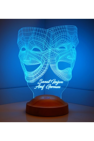 3D Led Lamba 3 Boyutlu Maske Kişiye Özel Hediye Gecelambası