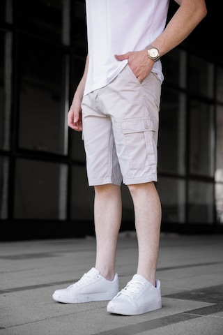 Taş Renk Kargo Cepli Gabardin Erkek Şort-1803 Taş