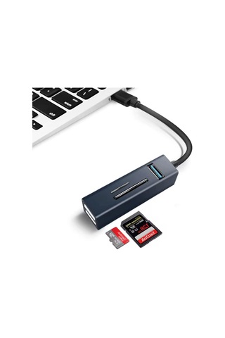 Usb C Hub Adaptör, Çok Fonksiyonlu, Sd/tf Kart Okuyucu, Usb 3.0 Port, Gümüş, 7cm Kablo Uzunluğu Tcb-1306