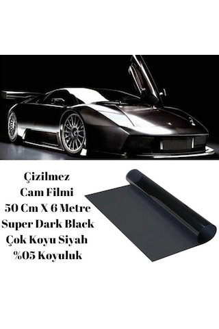 Guard Çizilmez Cam Filmi 50 Cm X 6 Metre Super Dark Black Çok Koyu Siyah %05 Koyuluk