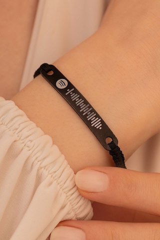 Spotify Kadın Çelik Bileklik Siyah Dikdörtgen Model Çelik