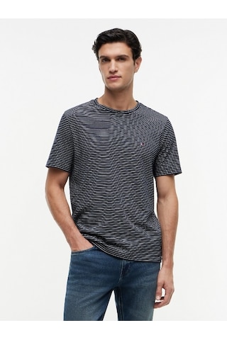 Tommy Hilfiger Ess Seasonal Reg Fıt Strıpe Tee Erkek Mavi T-shirt - Mw0mw40923