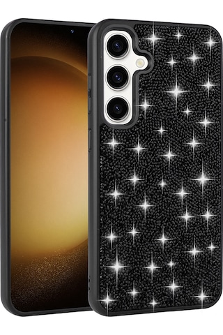 Galaxy A55 Uyumlu Kılıf Parlak Taşlı Tasarım Zore Pırlanta Kapak - Siyah Siyah