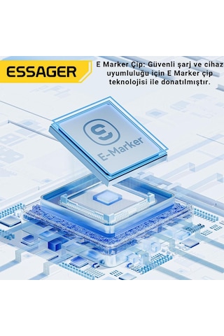 Essager E-marker Çipli 2mt 100w Type C To Type C Şarj Kablosu 480mbps Veri Aktarım Şarj Akım Korumalı Kopmaz Kablo Desen - Ben10