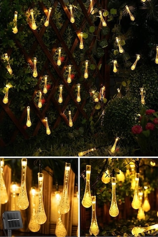 Technojet Solar 50 Ledli Su Damlası Model Sarı Renkli Güneş Enerj Sarı