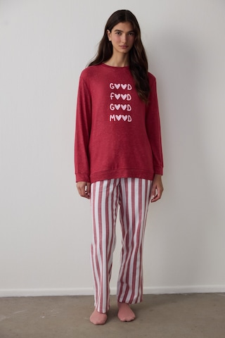 Penti Bordo Good Mood Slogan Baskılı Termal Etkili Sweatshirt Pijama Üstü