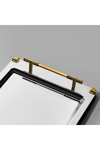 Paris Altın Saten 2'li Çelik Tepsi Seti