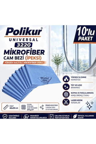 3220 Universal Mikrofiber Cam Bezi 40 50cm 10 Adet Mavi 3220 Universal Mikrofiber Cam Bezi 40 50cm 10 Adet Mavi