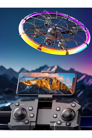 Hd Kameralı Led Işıklı Ufo Drone - Akıllı Sensörlü Uçan Disk Uzaktan Kumandalı Hobi & Oyuncak Drone