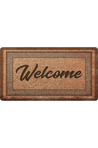 Dekoratif Welcome Kahverengi Kapı Önü Paspası 45 X 65 Çok Renkli