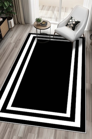 West Home Dijital Baskı Yıkanabilir Kaymaz Taban Leke Tutmaz Siyah Mutfak Halısı Salon Halısı Ve Yolluk Wh 496 Black