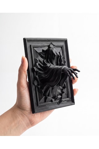 Çerçeveden Çıkan Hayalet Duvar Heykeli 3d Gotik Cadılar Bayramı Rölyef Tablo Siyah 25 Cm Salon Gamer Oda Dekoru İlginç Hediye 25cm