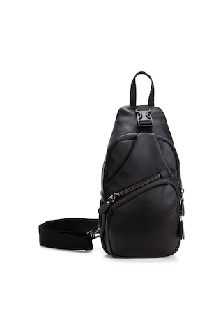 Newısh Polo Accessorıes Unisex Siyah Su Geçirmez Yıkama Deri Usb Ve Kulaklık Girişli Çapraz Omuz Ve Göğüs Yürüyüş Çantası Siyah