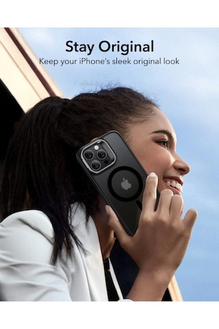 Esr Apple Uyumlu iPhone 16 Pro Halolock Mag Safe Classic Hybrid Standı Silikon Kılıf Buzlu Siyah Çok Renkli