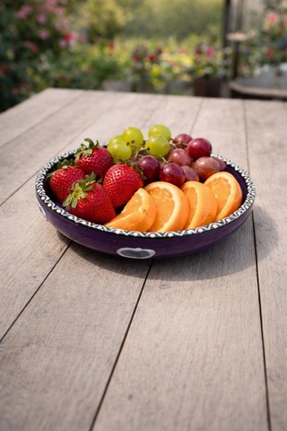 Dekoratif Çini Tabak 16 Cm Nazar Boncuklu Seramik Sunum Tabağı Meyve, Kuruyemiş, Salata Ve Mumluk Dekor Tabağı Çok Renkli