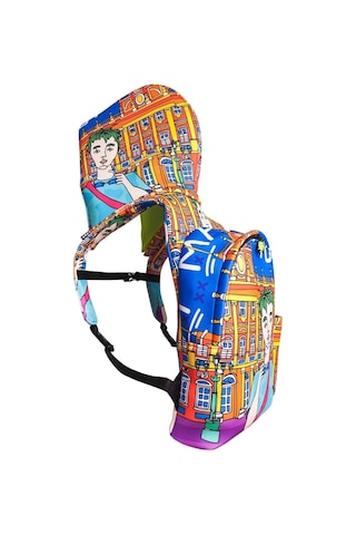 İkigai City Serisi Okula Dönüş Okula Dönüş Madrid Desenli Çıkabilir Kapüşonlu Hafif Notebook Cepli Sırt Çantası - Renkli Çok Renkli