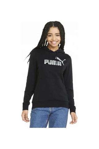Puma Ess+ Metallic Logo Hoodie Kadın Sweatshirt - 849096-4770 Siyah