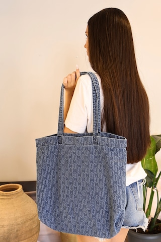 İcone Bag Desenli Yıkamalı Denim Kadın Çantası, Geniş Hacimli, Desenli El Ve Omuz Bez Çanta Shopper J.mavi
