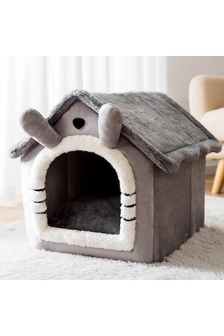 Hpytech Peluş Yumuşak,kedi & Küçük Köpek Evi Kapalı Kulübe Tasarım Sıcak, Konforlu, Yıkanabilir Minderli Evcil Yatak