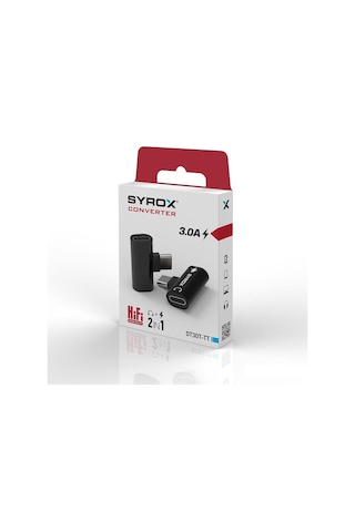Syrox Dt30t-tt Type 3.0 Type-c /type-c / Type- C Dönüştürücü Kulaklık Şarj Dönüştürücü Siyah