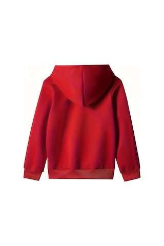 Uyguntarz Sıralı Kalpler Baskılı Oversize Çocuk Sweatshirt Kırmızı