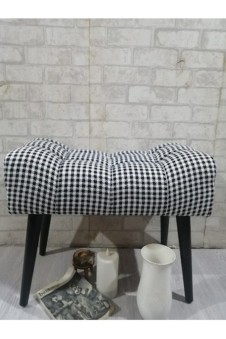 Puf ,siyah-beyaz ,puf Kazayağı Keten Kumaş ,siyah Ayak ,çima Diki