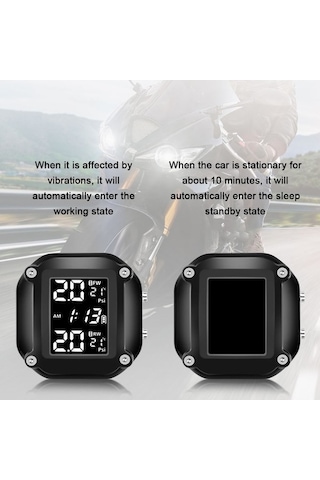 Hallow-motosiklet Lastik Basıncı Monitör Dedektörü Taşınabilir K17409 Siyah
