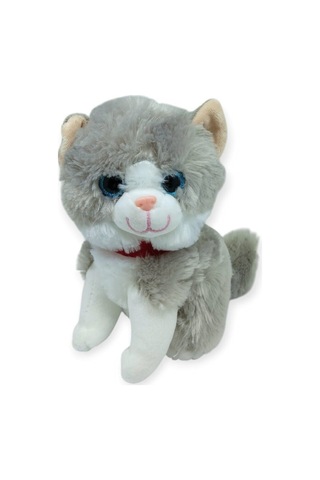 Sesli Peluş Kedi 25 Cm - Gri