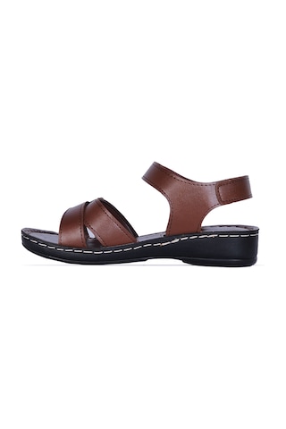 Moda Ayakkabı 186 Polero Ortapedik Kadın Yazlık Sandalet Kahverengi
