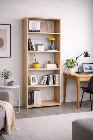 5 Raflı Modern Kitaplık Büyük Boy - Açık Meşe Açıkmeşe