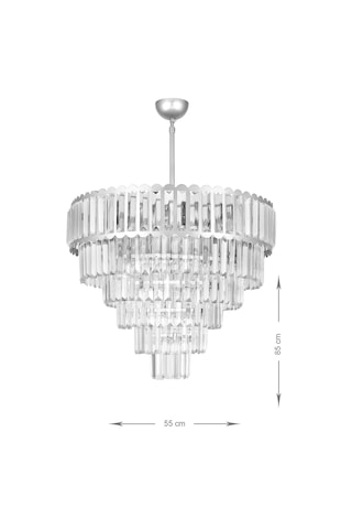 Lora 55 Cm'lik Kristal Cam Taşlı Lüks Avize - Gümüş Yaldız Gümüş Yaldız