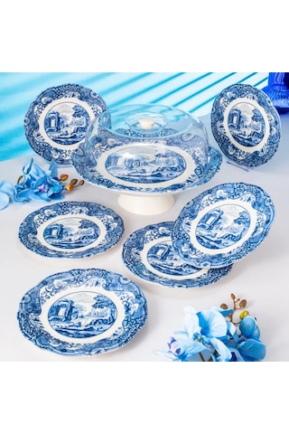 Fecra Vintage Blue 8 Parça Sunum Seti