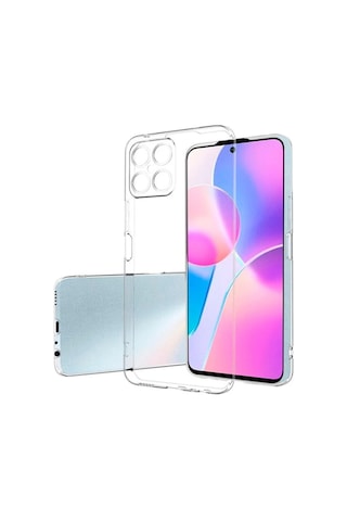Kvy Honor X8 Kamera Korumalı Süper Silikon Kılıf Şeffaf