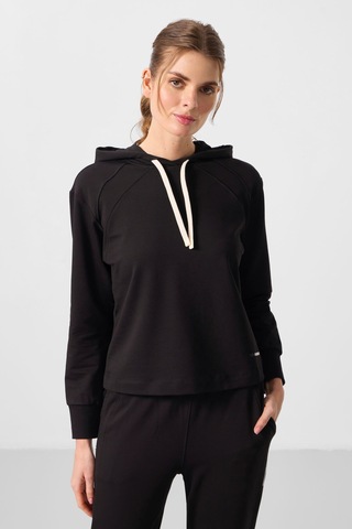 Siyah Kapüşonlu Oversize Kadın Eşofman Takım - 95336 Siyah