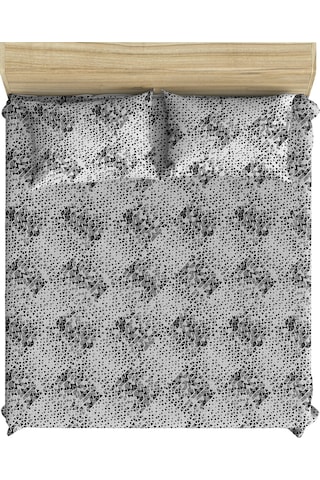 Maki Pamuklu Ücgenler 160x200 Çift Kişilik Lastikli Çarşaf Seti Gri