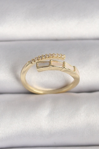 Pirinç Gold Renk Zirkon Taş Detaylı Yılan Model Ayarlanabilir Yüzük Çok Renkli 39959093
